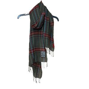 Moschino tartan plaid scarf 100% wool